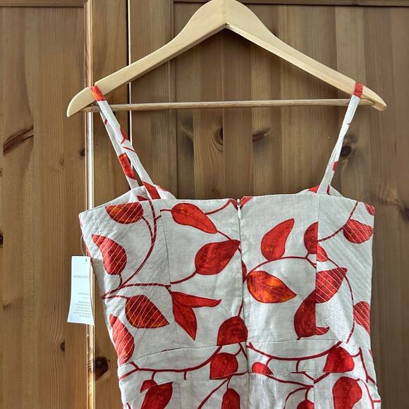 NWT Johanna Ortiz Desirade Dress Midi Sleeveless Cutout Womens 6 Date Leaf Print - Picture 14 of 16